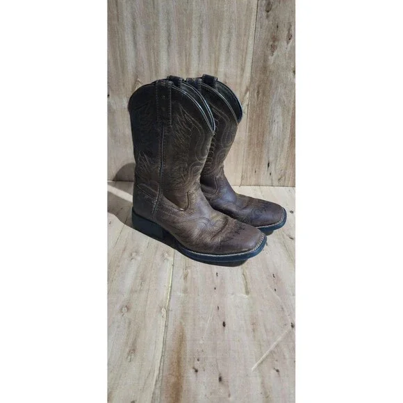 Boy's Ariat Anthem Patriot Western Boot in Distressed Brown Sz US 1 UK 13 EU 32 - Picture 2 of 8